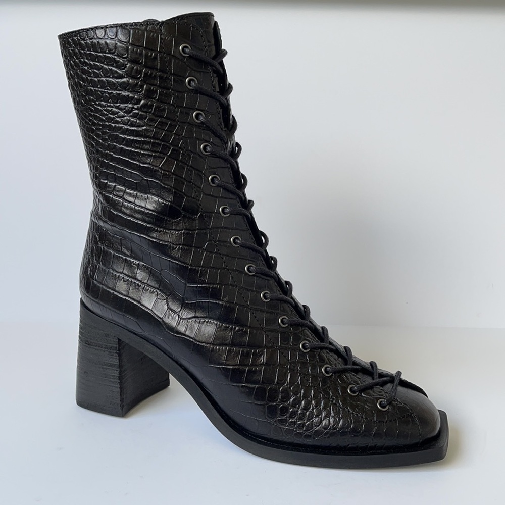 Free People Margaux Croc Embossed Leather Booties - Picture 9 of 10